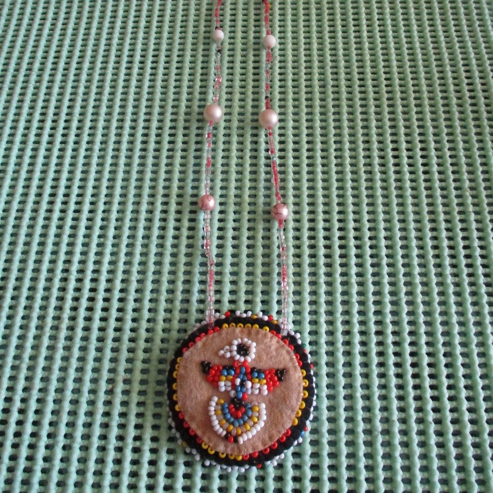 Vintage Handmade Native American Seed Bead 14 1/2" Necklace